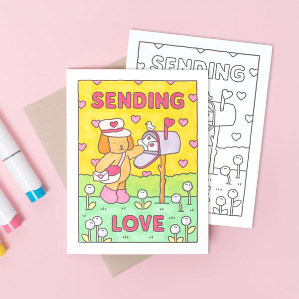 Sending Love Puppy Bobbie Goods Coloring Letterpress Greeting Card