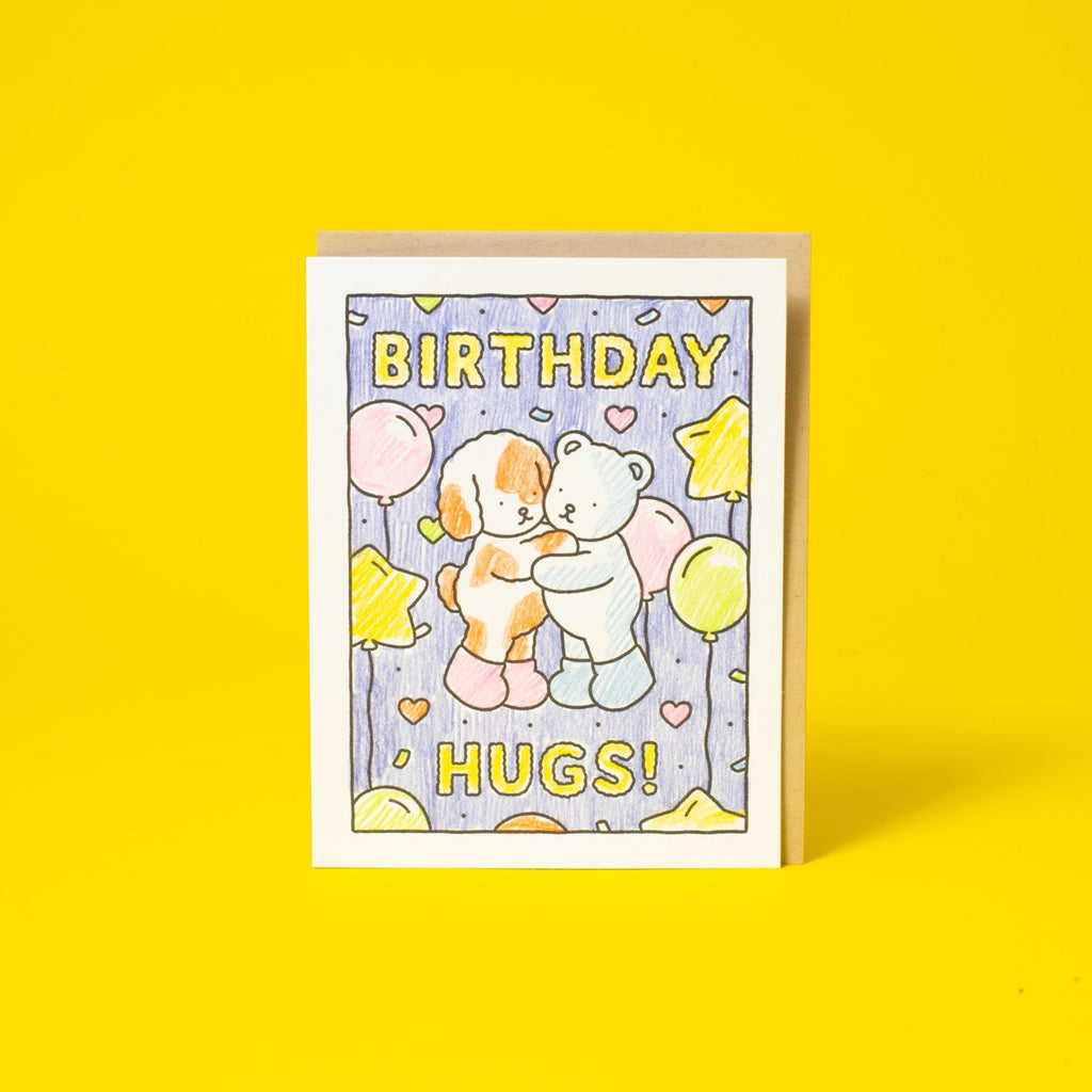 Birthday Hugs DIY Bobbie Goods Coloring Letterpress Greeting Card