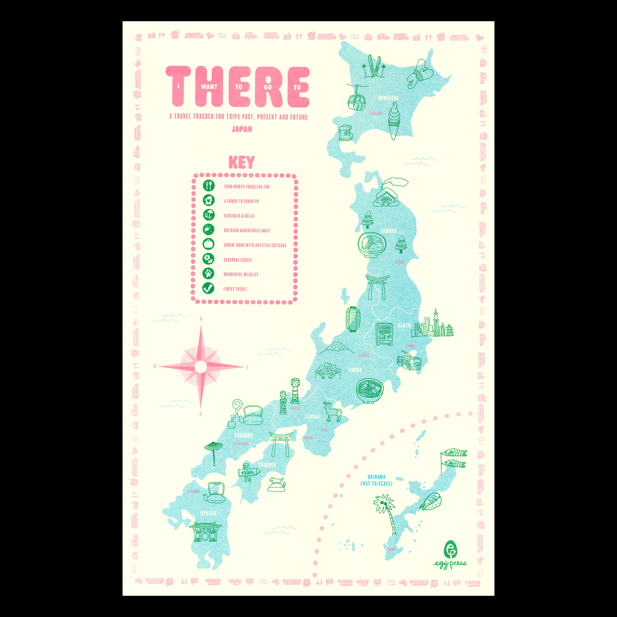 Japan Interactive Travel Map & Postcard Set