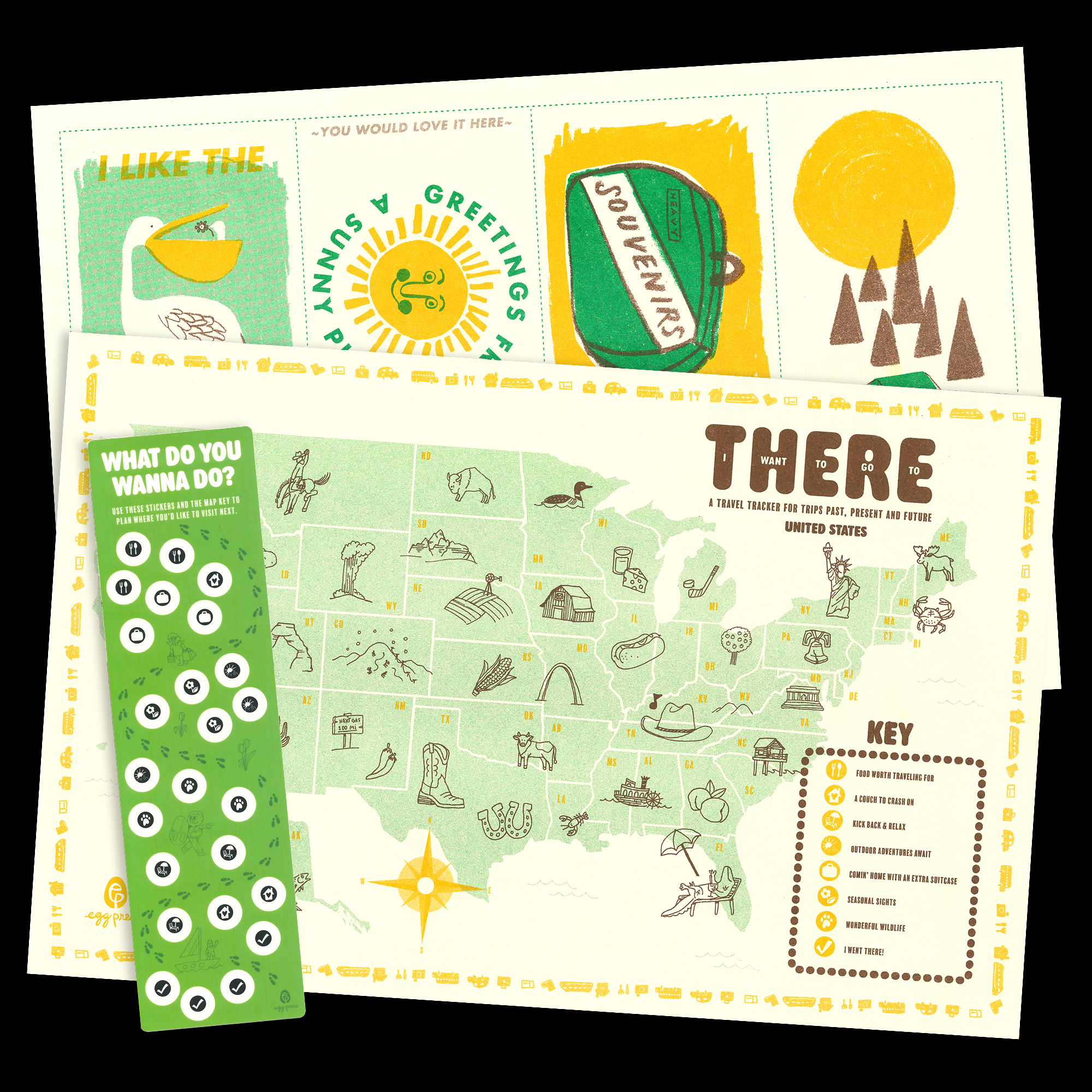 United States Interactive Travel Map & Postcard Set