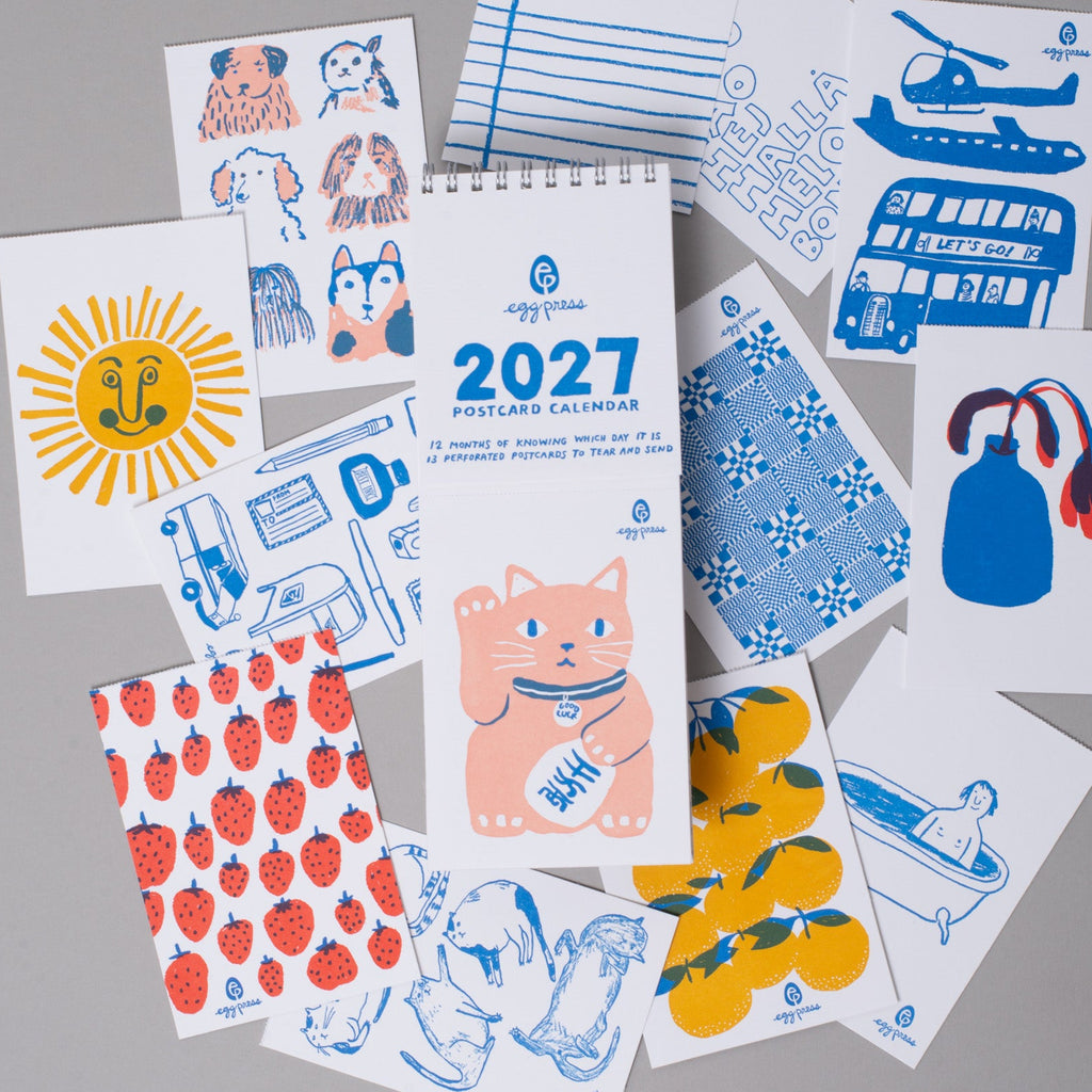 2027 Egg Press Letterpress Postcard Wall Calendar