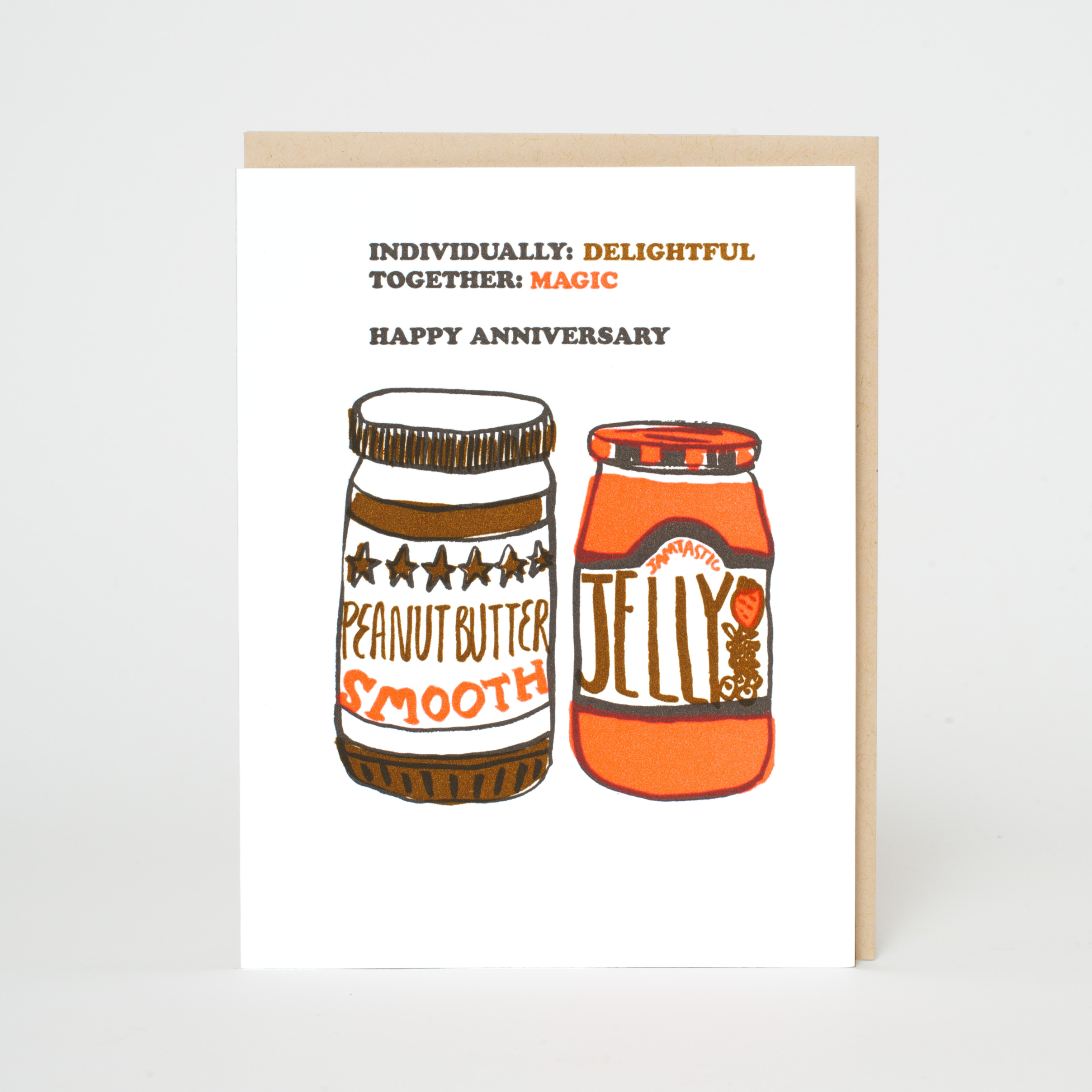 PB&J Anniversary Letterpress Greeting Card
