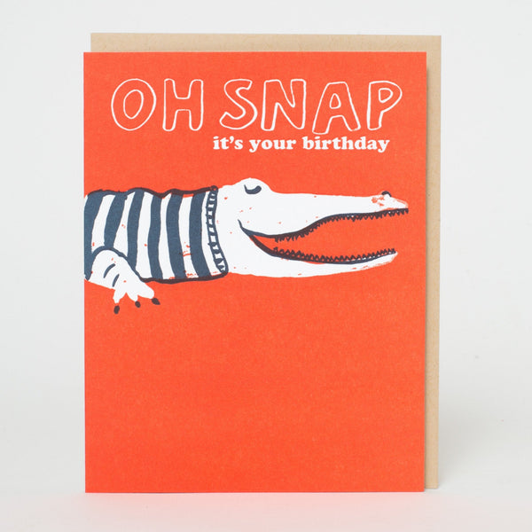 Crocodile Birthday Letterpress Greeting Card