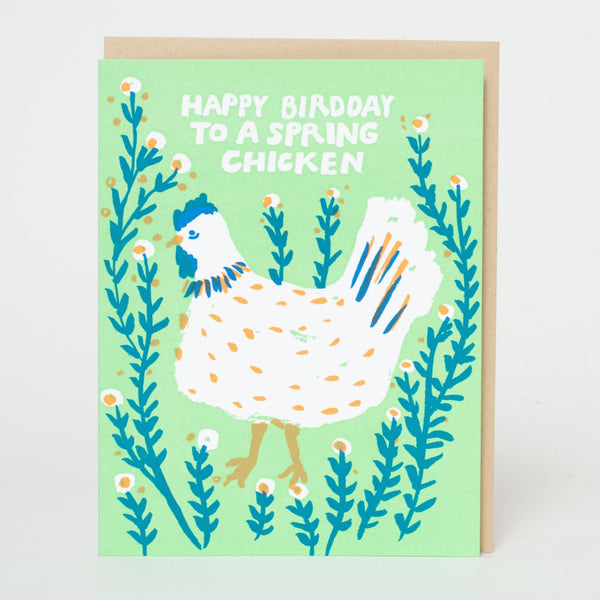 Spring Chicken Birthday Letterpress Greeting Card