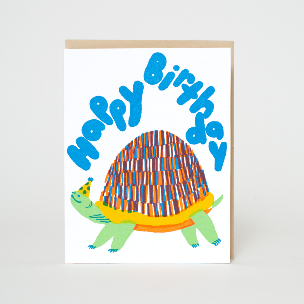 Party Turtle Birthday Letterpress Greeting Card