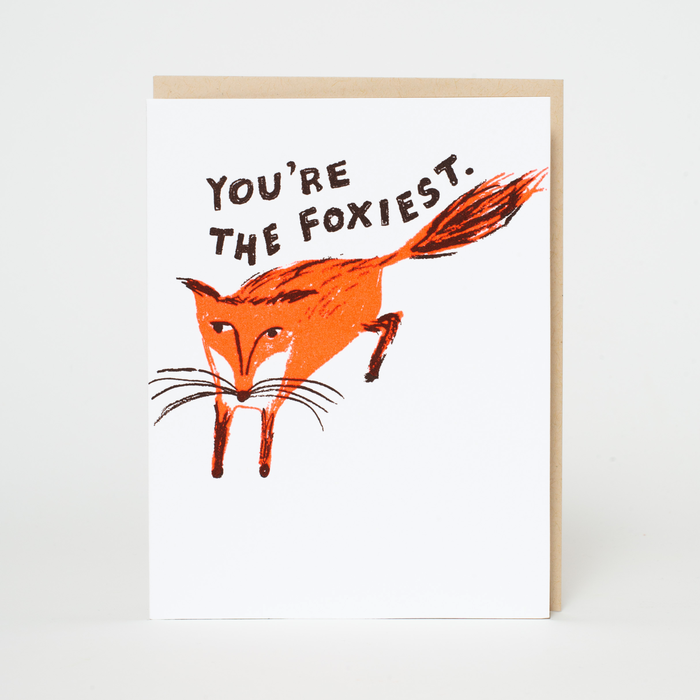Foxiest Fox Love Letterpress Greeting Card