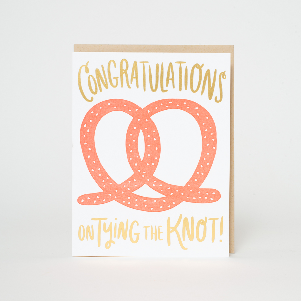 Punny Pretzel Wedding Letterpress Greeting Card