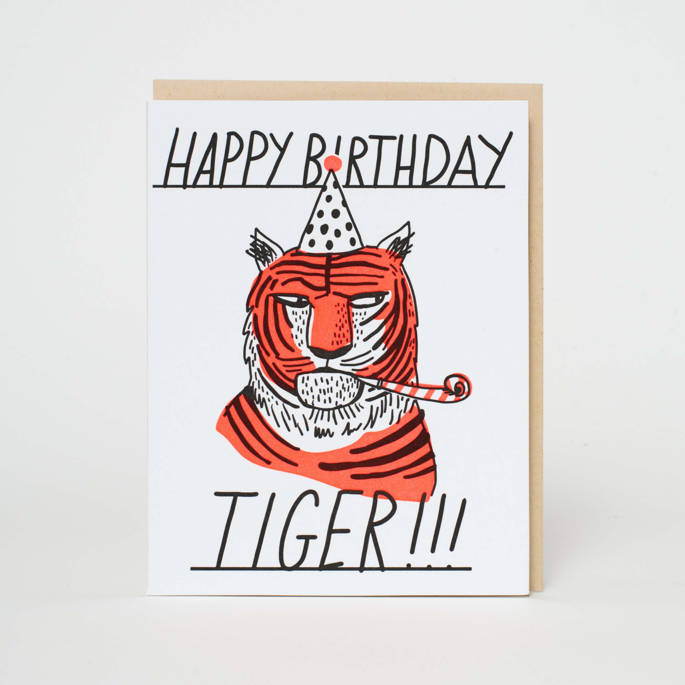 Tiger Side Eye Birthday Letterpress Greeting Card