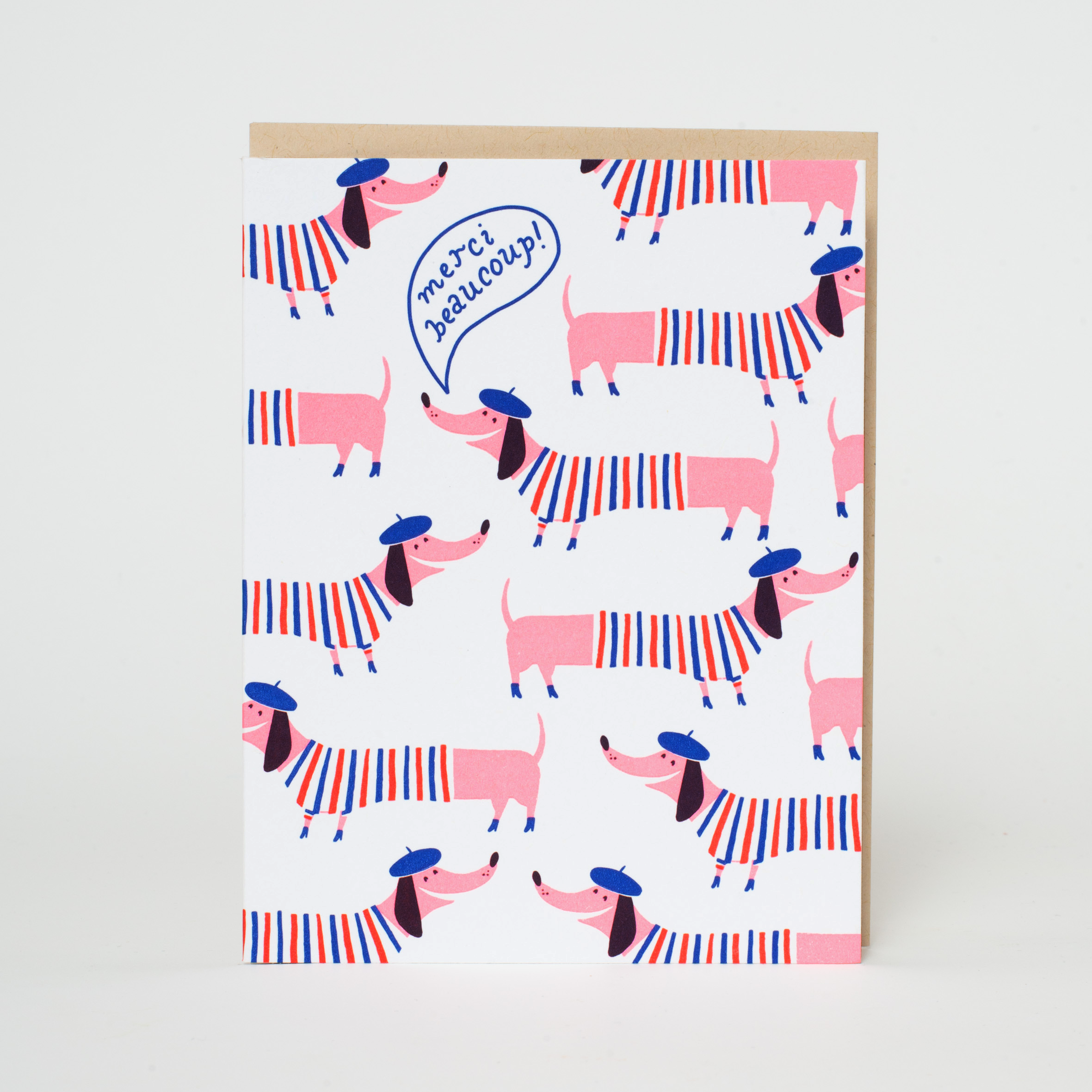 Merci Frenchie Thank You Letterpress Greeting Card