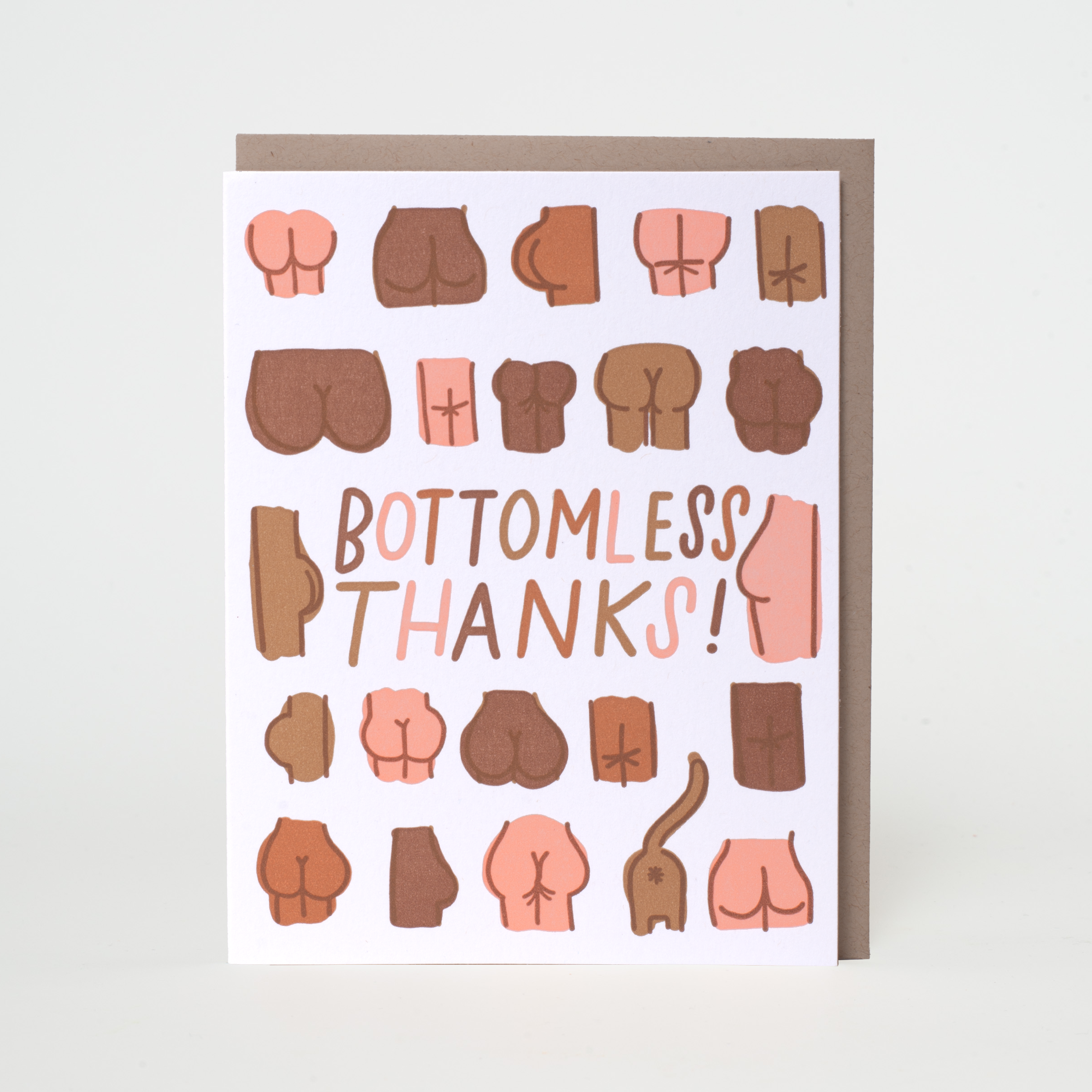 Butts Thank You Punny Letterpress Greeting Card