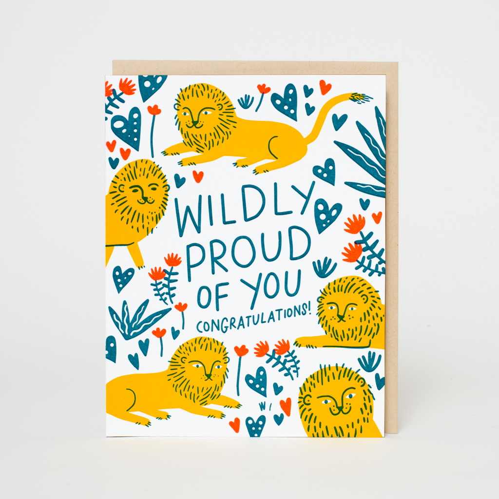 Wildly Proud Lions Congrats Letterpress Greeting Card