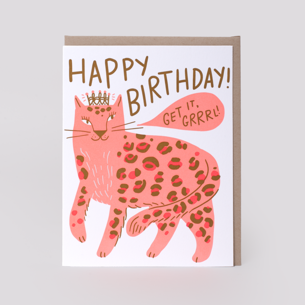 Birthday Girl Leopard Letterpress Greeting Card