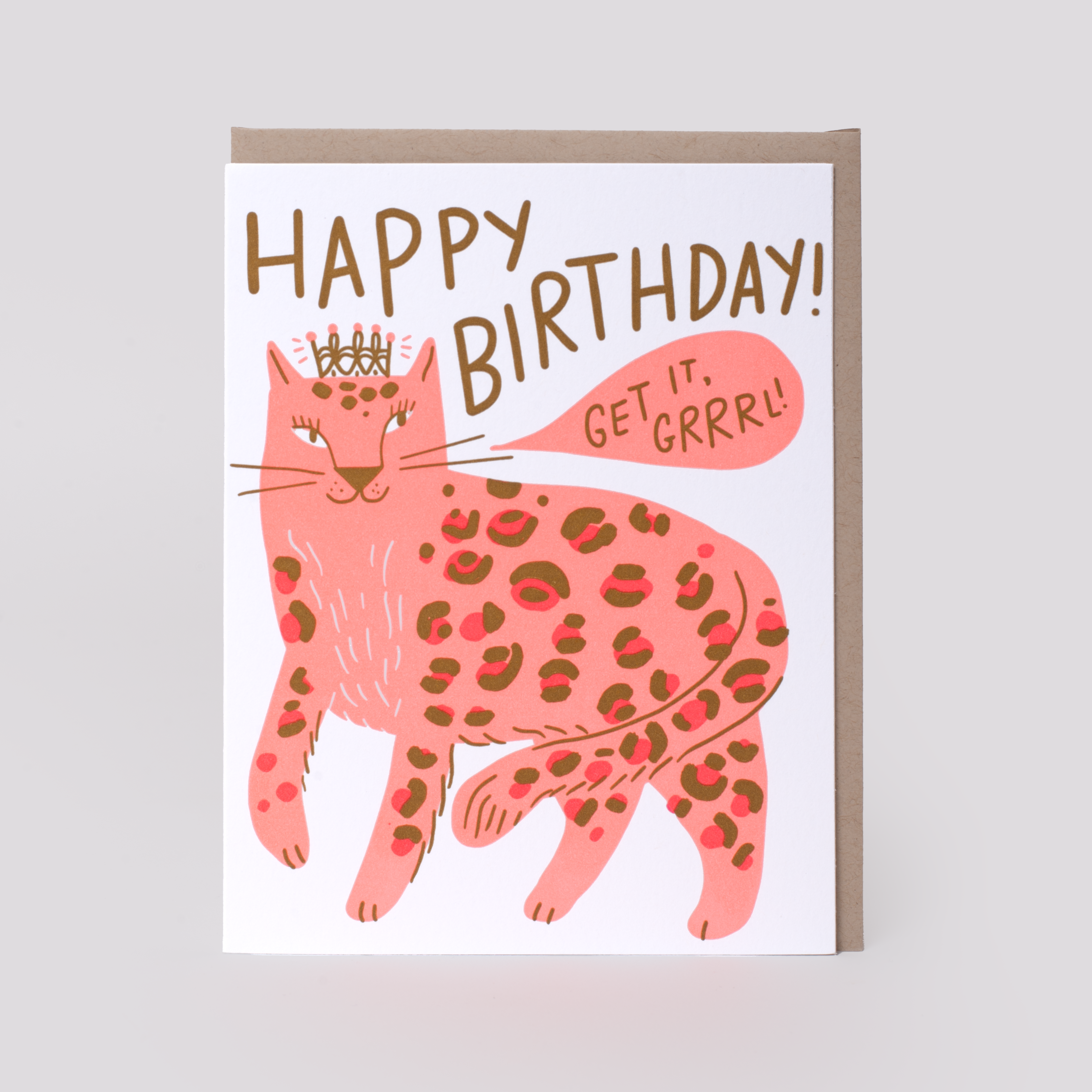 Birthday Girl Leopard Letterpress Greeting Card
