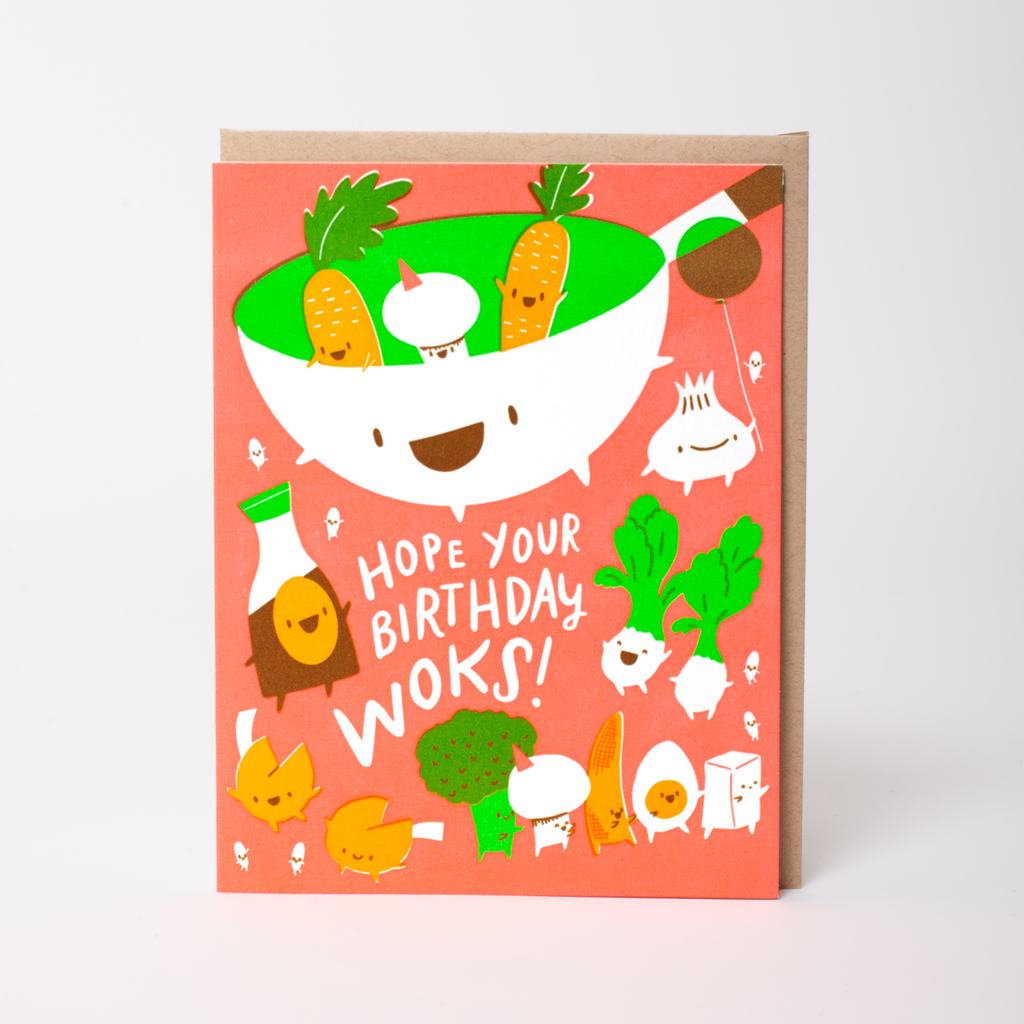 Wok Punny Birthday Letterpress Greeting Card