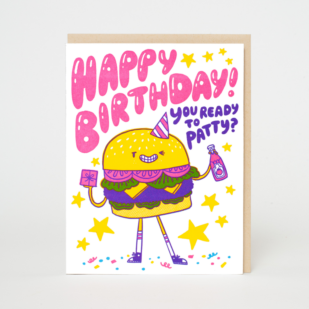 Burger Birthday Letterpress Greeting Card