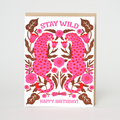 Stay Wild Leopards Birthday Letterpress Greeting Card