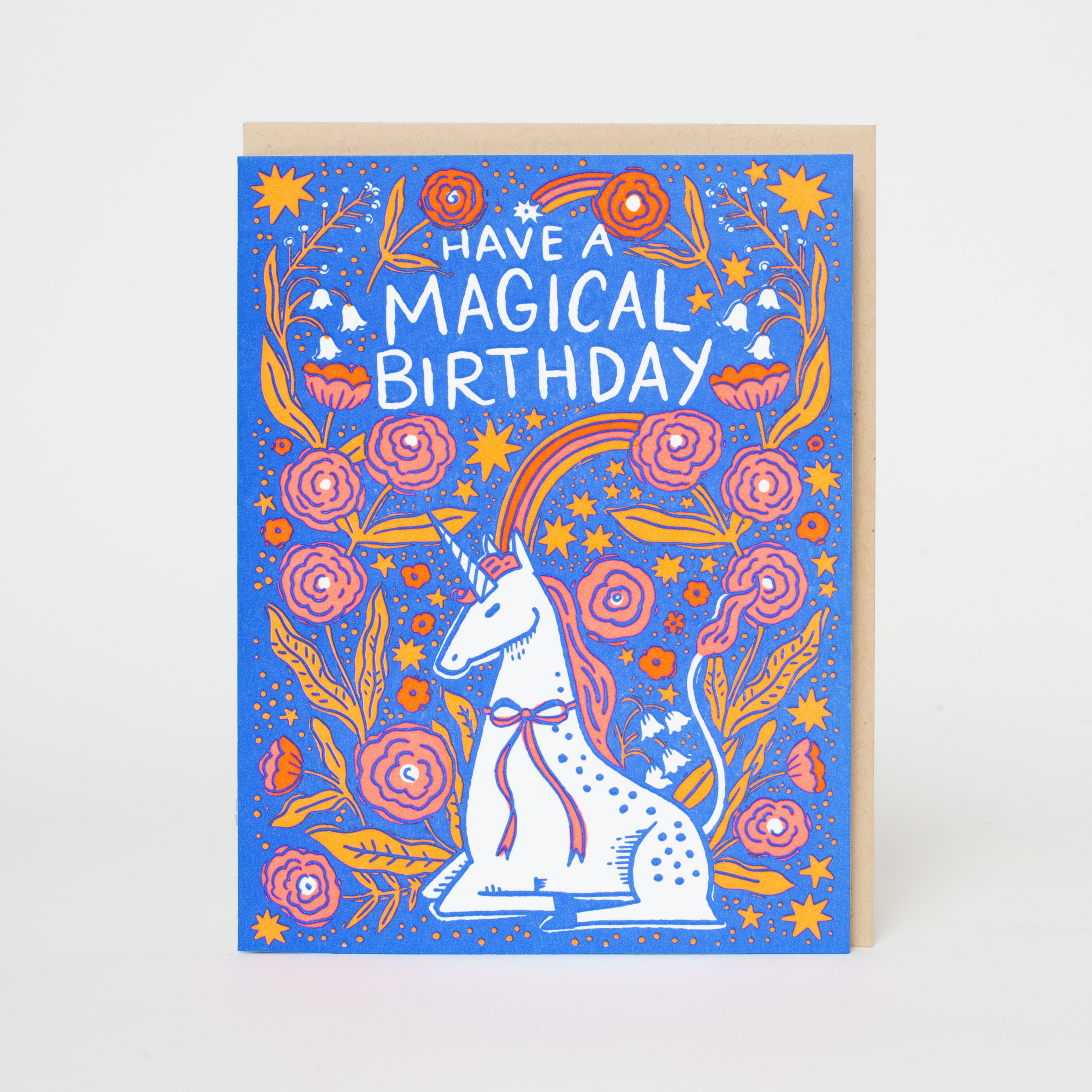 Folk Unicorn Birthday Letterpress Greeting Card