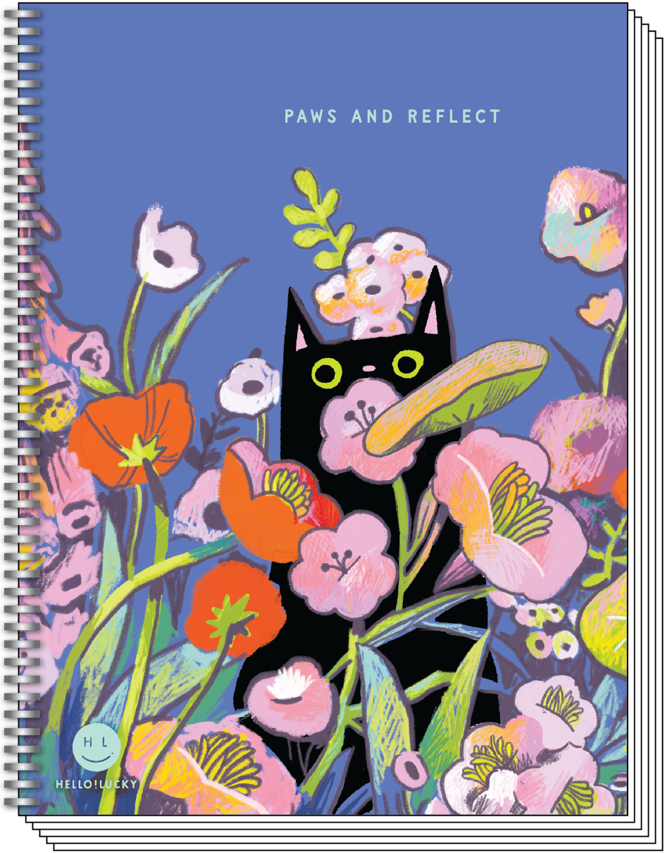 Paws & Reflect Blue Cat 6x8" Spiral Notebook Blank