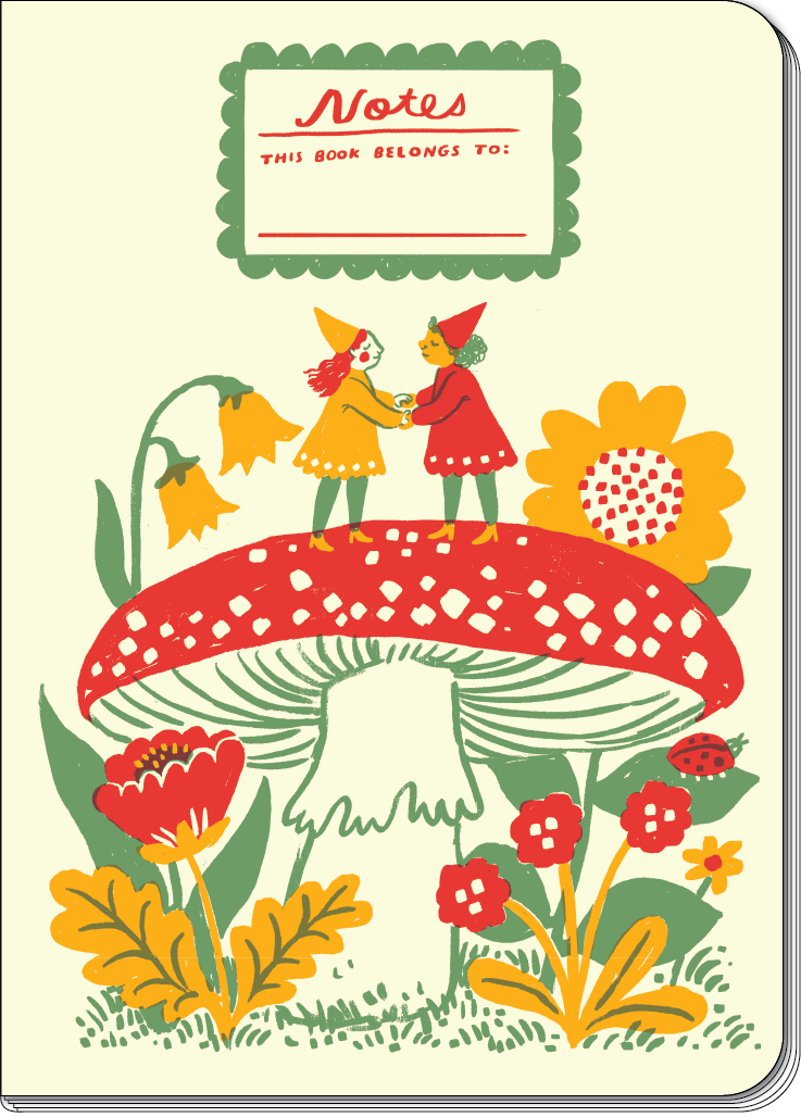 Gnomes & Mushroom B6 Blank Notebook