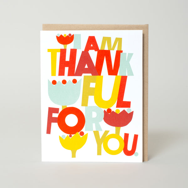 Thankful For You Tulips Letterpress Greeting Card