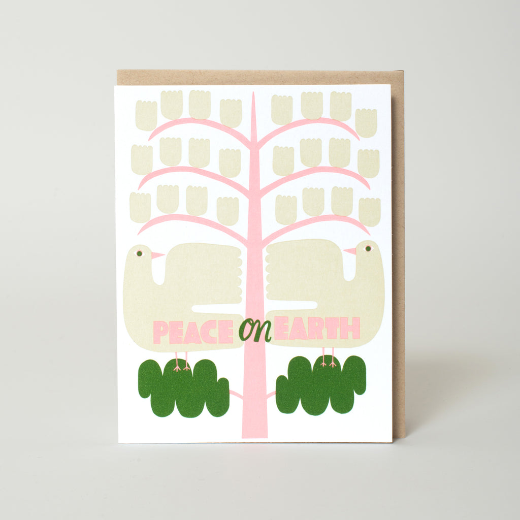 Holiday Peace Doves Letterpress Greeting Card