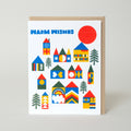 Holiday Warm Wishes Village Letterpress Greeting Card