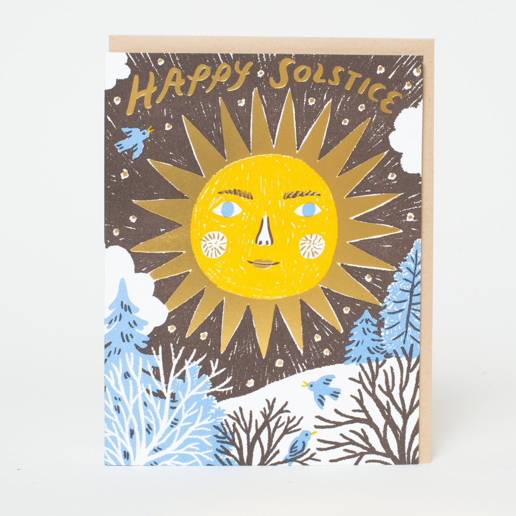 Solstice Sun Holiday Letterpress Greeting Card