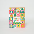 Folk Quilt Thank You Letterpress Greeting Card