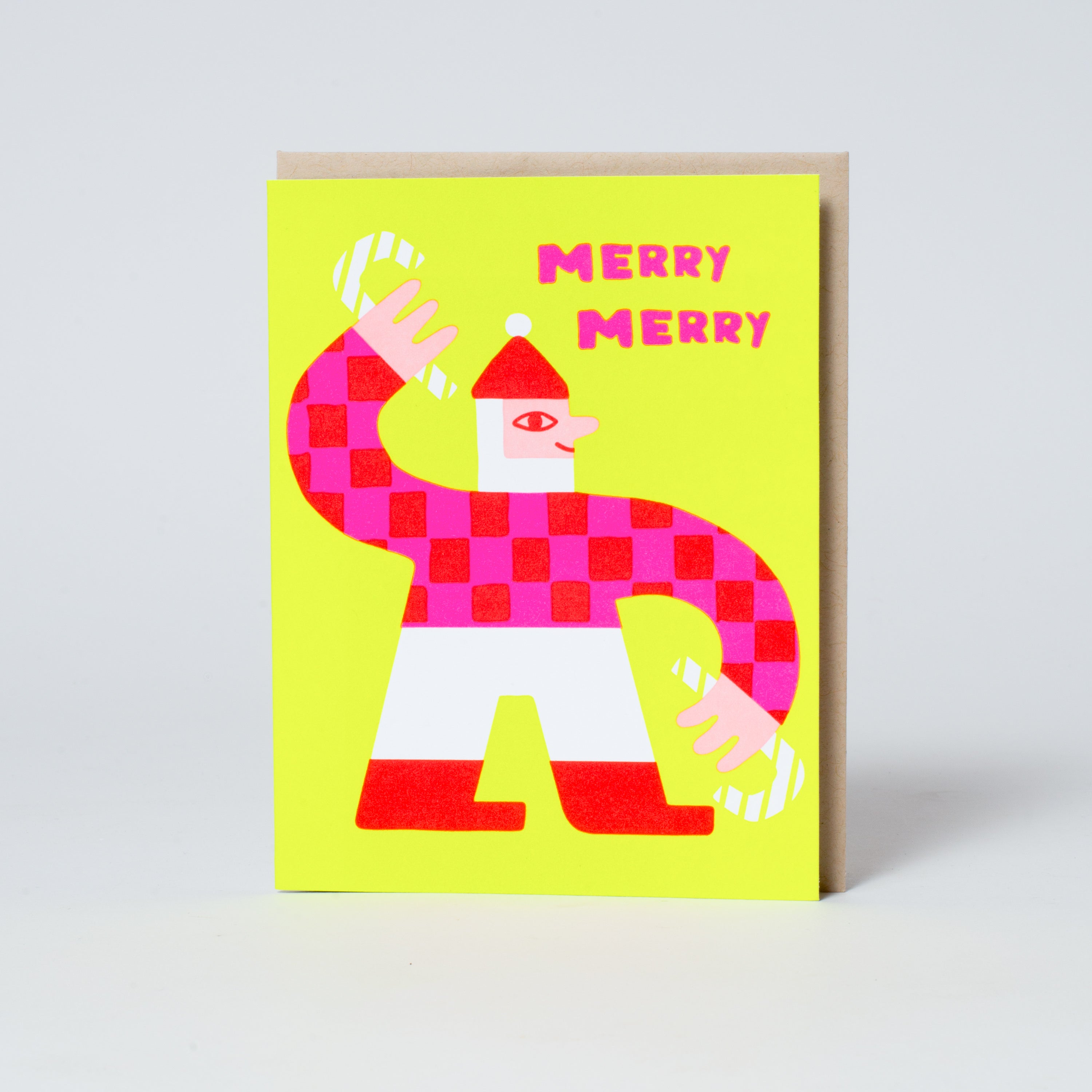 Dancing Santa Holiday Letterpress Greeting Card