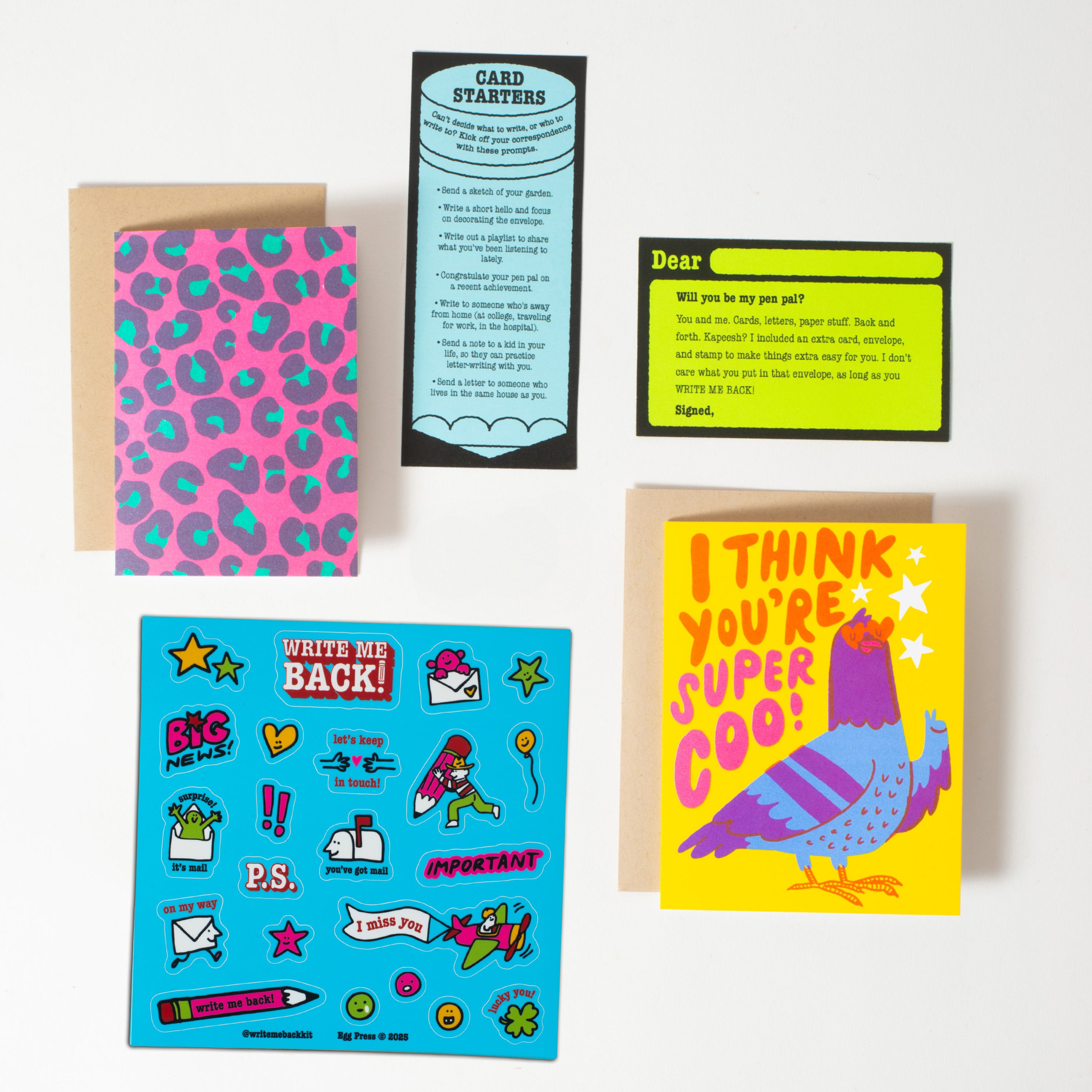 Write Me Back! Pen Pal Kit (Super Coo Pigeon + Leopard)