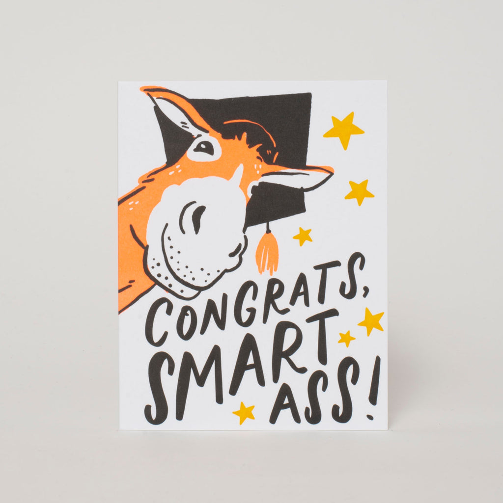 Smart Ass Grad Donkey Letterpress Greeting Card