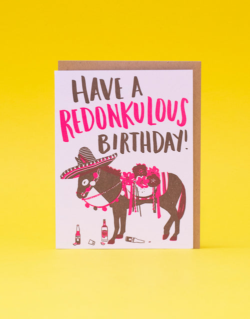 Redonkulous Donkey Birthday Letterpress Greeting Card